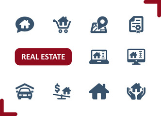 Real Estate Icons. House, Home, Mortgage, Buy, Sell, Realtor Icon