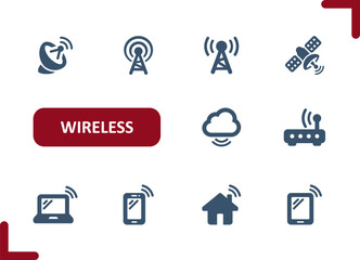Wireless Icons. Wi-Fi, WiFi, Internet, Signal, Technology Icon