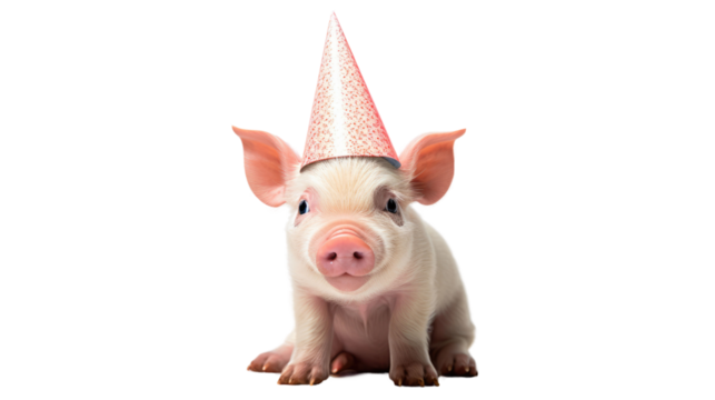 Happy Birthday Pig isolated on transparent
