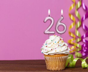 Birthday Cake With Candle Number 26