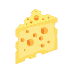 Piece of cheese with holes. Flat drawing.