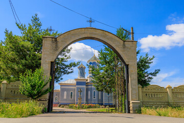 Temple or church building. Background with selective focus and copy space