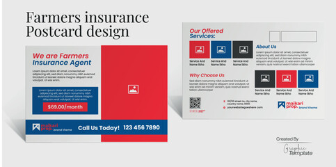 Insurance Postcard Design Insurance Marketing EDDM Postcard Direct mail