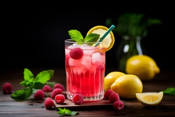 A Vivid Capture of a Delicious Lemon and Raspberry Blend in a Glass