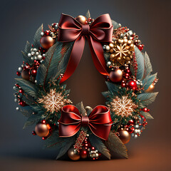Fototapeta na wymiar christmas wreath with bells