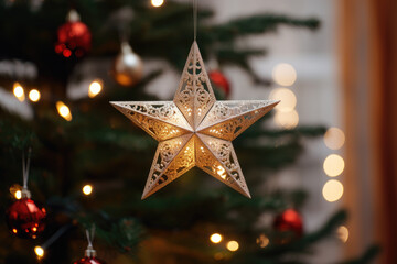 Christmas tree metallic star decoration