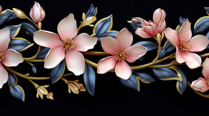 frangipani flower on black background created with Generative AI technology