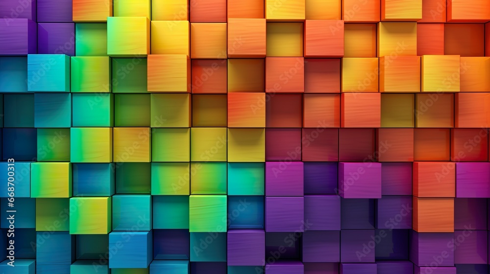 Wall mural abstract colorful background with squares made with ai generative technology