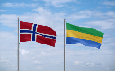 Gabon and Norway flags, country relationship concept