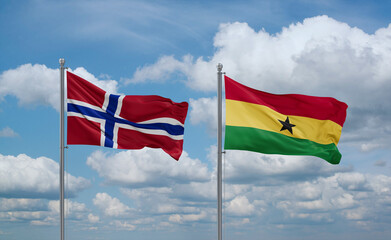 Ghana and Norway flags, country relationship concept