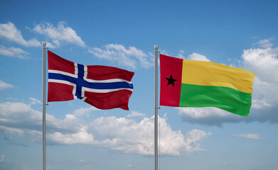 Guinea-Bissau and Norway flags, country relationship concept