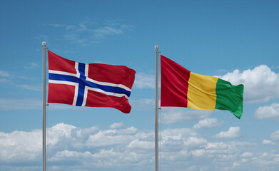 Guinea and Norway flags, country relationship concept