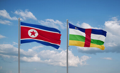 Central African Republic and North Korea flags, country relationship concept