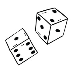 Hand drawing style of dice vector.
It is suitable for game icon, sign or symbol.