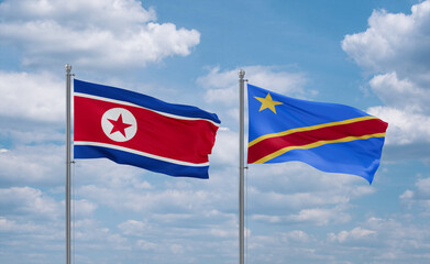 Congo and North Korea flags, country relationship concept