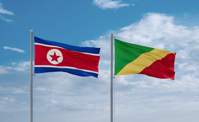 Congo and North Korea flags, country relationship concept