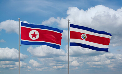 Costa Rico and North Korea flags, country relationship concept