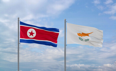 Cyprus and North Korea flags, country relationship concept