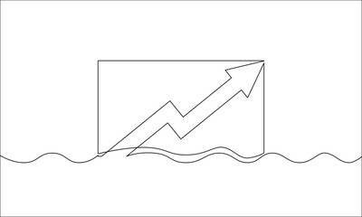 Continuous line drawing of arrow up. Illustration vector of increasing arrow. Bar chart. Business growth icon. Object one line. Single line art