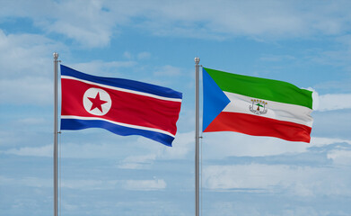 Equatorial Guinea and North Korea flags, country relationship concept