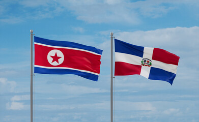 Belgium and North Korea flags, country relationship concept