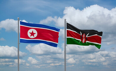 Kenya and North Korea flags, country relationship concept