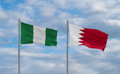 Bahrain and Nigeria flags, country relationship concept
