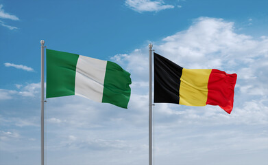 Belgium and Nigeria flags, country relationship concept