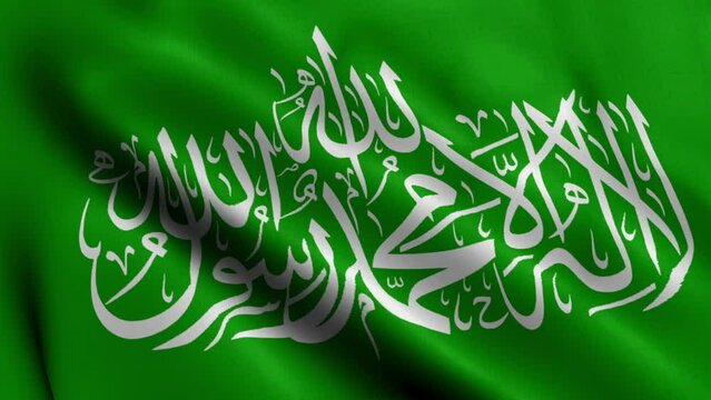 Flag of Hamas Israel vs Palestina. Gaza and Israel war. Terrorist organization Hamas 4K Video