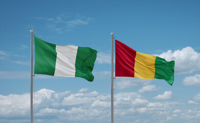 Guinea and Nigeria flags, country relationship concept