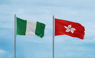 Hong Kong and Nigeria flags, country relationship concept