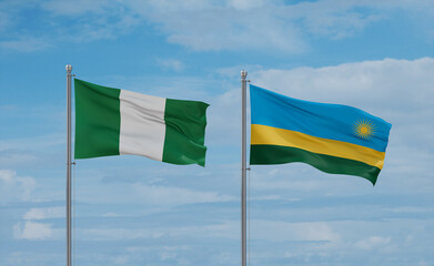 Rwanda and Nigeria flags, country relationship concept