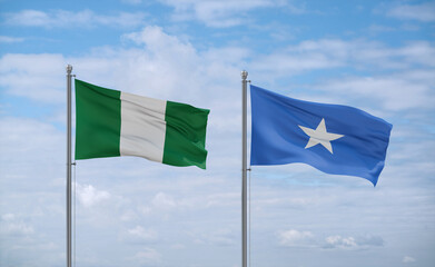 Somalia and Nigeria flags, country relationship concept