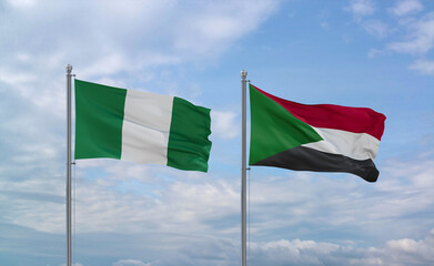 Sudan and Nigeria flags, country relationship concept