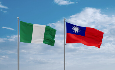 Taiwan and Nigeria flags, country relationship concept