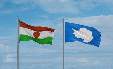 Niger and Antarctica flags, country relationship concept