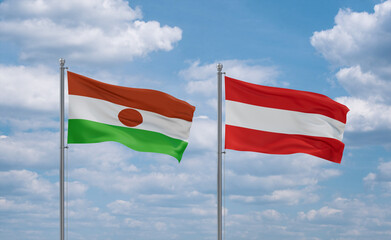 Austria and Niger flags, country relationship concept