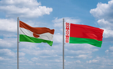 Belarus and Niger flags, country relationship concept