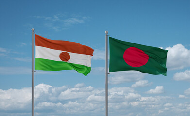 Bangladesh and Niger flags, country relationship concept