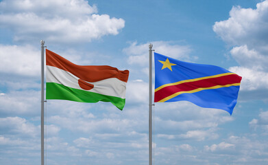 Congo and Niger flags, country relationship concept