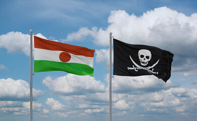 Pirate and Niger flags, country relationship concept
