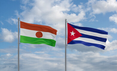Cuba and Niger flags, country relationship concept