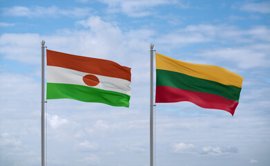 Lithuania and Niger flags, country relationship concept