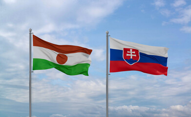 Slovakia and Niger flags, country relationship concept