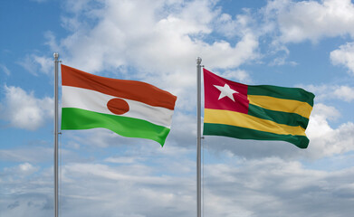 Togo and Niger flags, country relationship concept