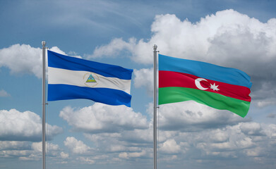 Azerbaijan and Nicaragua flags, country relationship concept