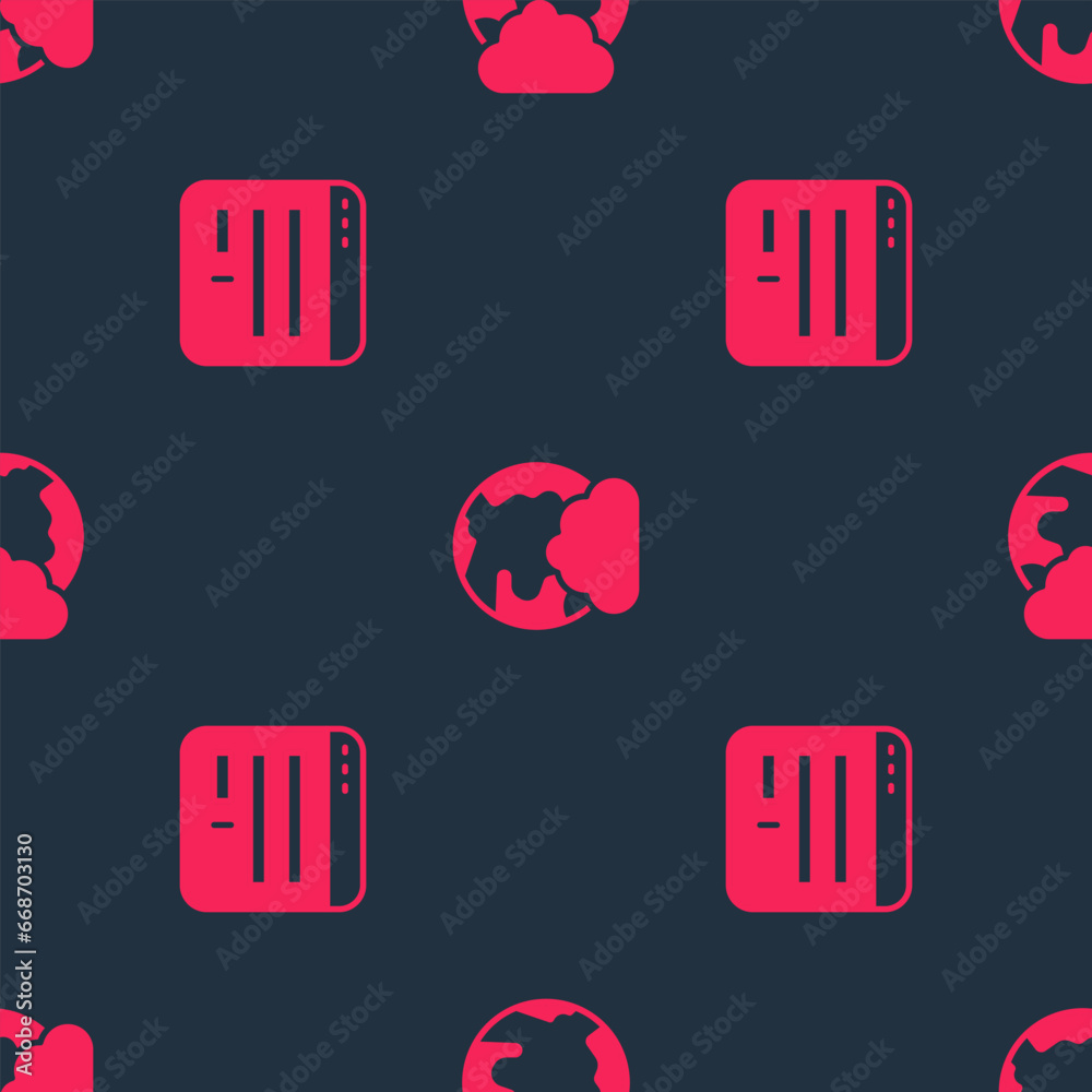 Poster set browser window and social network on seamless pattern. vector