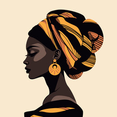 Black woman in traditional costume icon avatar. Black woman modern icon avatar. African woman design. Abstract contemporary poster. Wall art design. Vector stock