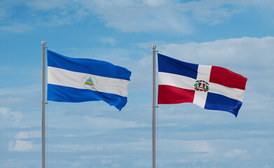 Belgium and Nicaragua flags, country relationship concept