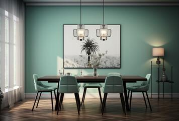 a modern styled apartment with a wall of windows and green walls